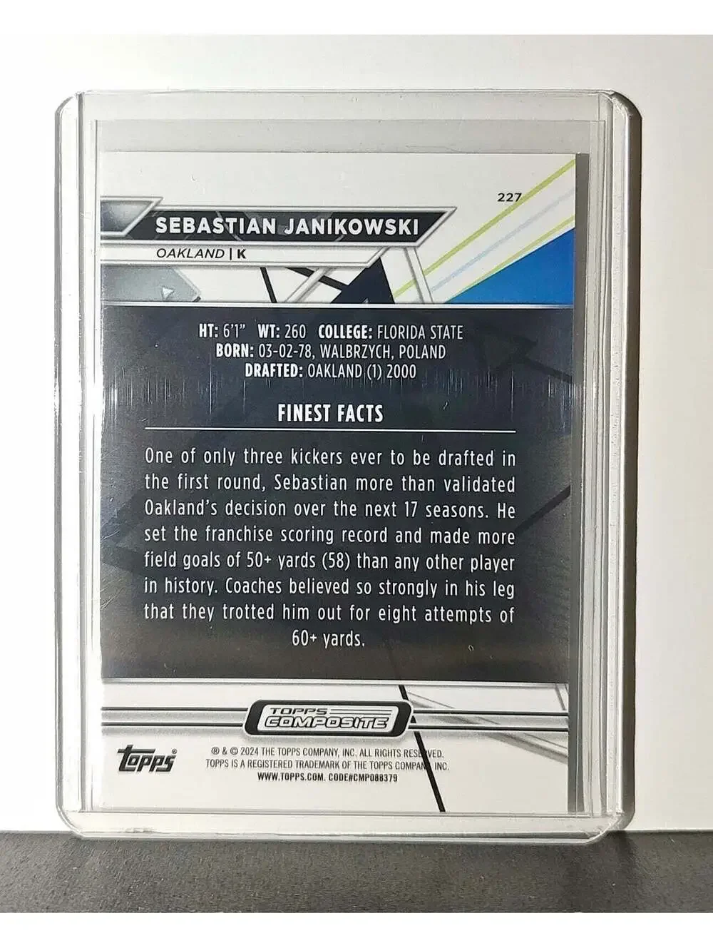 Sebastian Janikowski 2023 Topps Finest NFL #227 Card Oakland Raiders